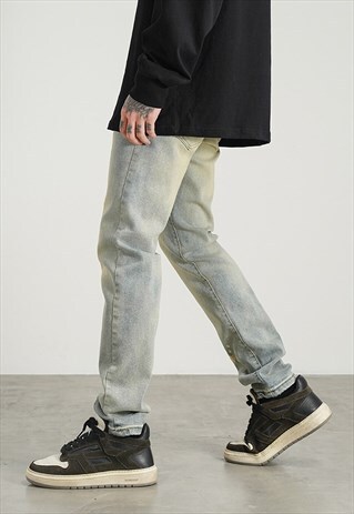 BLUE WASHED PANTS JEANS TROUSERS UNISEX 