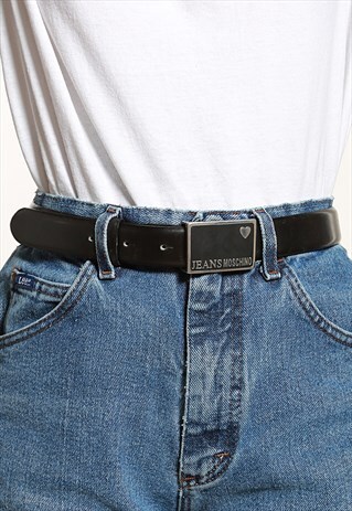 MOSCHINO BLACK LEATHER BELT - W27-W32