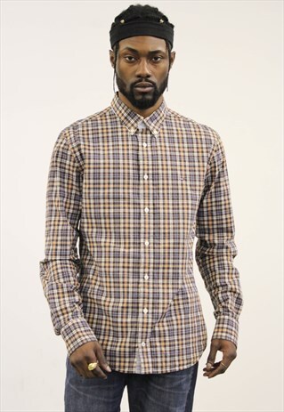 VINTAGE BROWN CHECKED TOMMY HILFIGER SHIRT