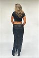 BLACK SATIN MAXI SKIRT HANDMADE 