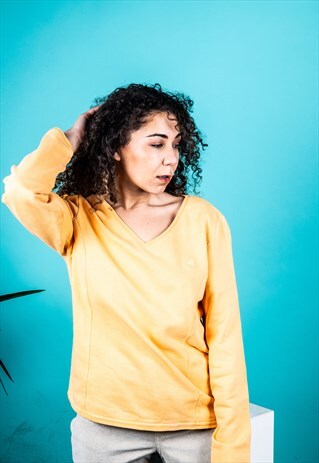 VINTAGE ADIDAS 1990S SWEATER IN YELLOW WITH EMBROIDERY LOGO