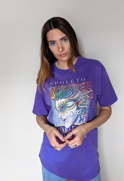 Vintage 90s Purple Print T-shirt