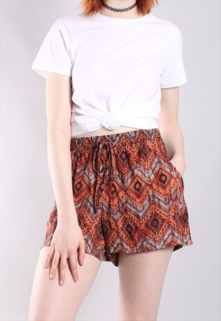 VINTAGE 90S AZTEC TRIBAL PATTERNED FESTIVAL MINI SHORTS