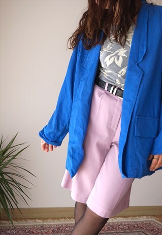 VINTAGE 80S LONG SLEEVE ELECTRIC BLUE OVERSIZED BLAZER