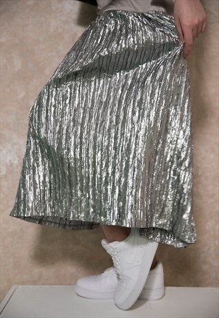 METALLIC MAXI SKIRT