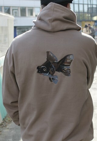 EMBROIDED FISH HOODIE (CHESTNUT)