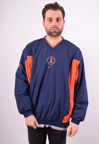 NIKE MENS VINTAGE PULLOVER JACKET LARGE BLUE 90'S