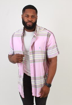 Vintage Polo Ralph Lauren pink striped short sleeve shirt
