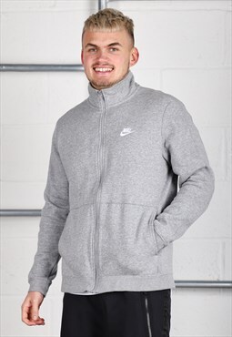 Vintage Nike Jumper in Grey Zip Up Lounge Sweater Large