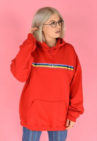 G&G UNISEX RED RAINBOW RIBBON HOOD