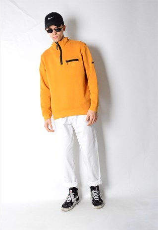 VINTAGE 90S MUSTARD YELLOW 1/3 ZIPPER LIGHTWEIGHT JUMPER