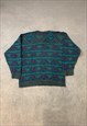 VINTAGE KNITTED JUMPER ABSTRACT PATTERNED KNIT SWEATER