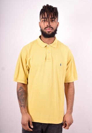 POLO RALPH LAUREN MENS VINTAGE POLO SHIRT LARGE YELLOW 90'S