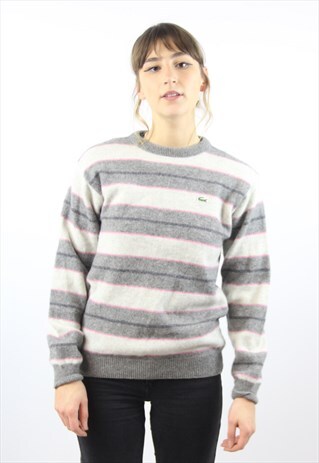 VINTAGE LACOSTE GREY STRIPED JUMPER