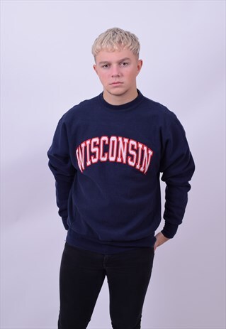 VINTAGE 90'S BLUE WINSCONSIN USA SWEATER SIZE LARGE UNISEX