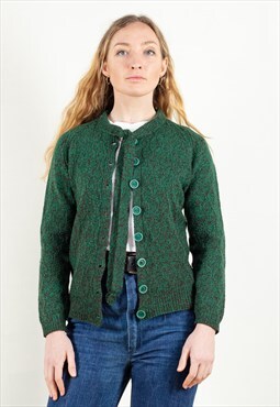 Vintage 70s Green Knitted Cardigan