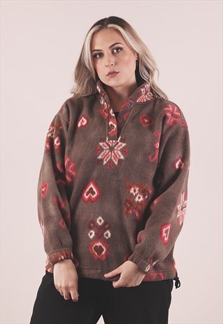VINTAGE 90S CRAZY PRINT FLEECE JACKET /A14033