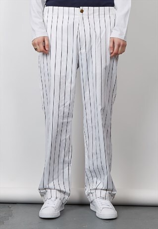 VINTAGE 90'S VERSACE WHITE STRIPED TROUSERS