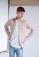 VINTAGE 70S LONG SLEEVE CHECKED MEN SHIRT IN PASTEL XS