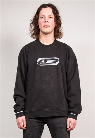 VINTAGE 90'S ADIDAS BLACK SWEATSHIRT JUMPER