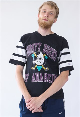 90S VINTAGE MENS MIGHTY DUCKS NHL HOCKEY BIG LOGO T-SHIRT