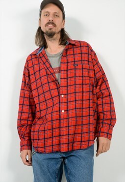 Vintage 90s Tommy Hilfiger Shirt heavy Flannel Checked Red