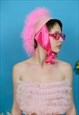 FEATHER RIBBON BOW BERET FESTIVAL PINK VINTAGE STYLE KITSCH