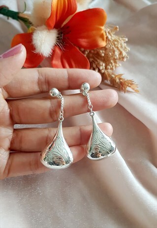 VINTAGE STERLING SILVER TEARDROP EARRINGS