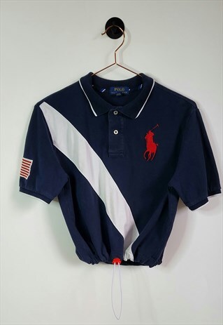 UPCYCLED VINTAGE RALPH LAUREN CROP POLO SHIRT SIZE 8-10