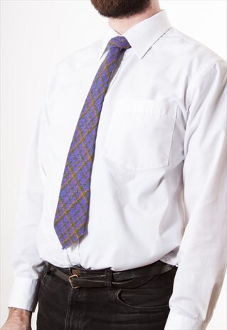 PURPLE PLAID TIE / SLIM VINTAGE NECKTIE