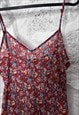 RED FLORAL CUTE MINI SLIP DRESS - M