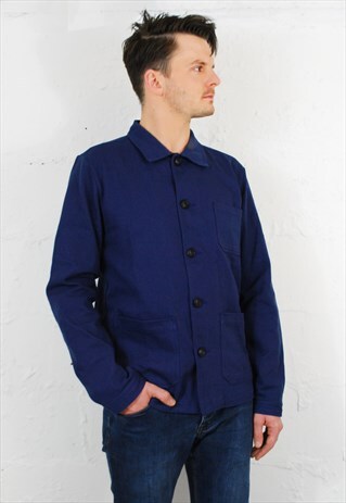 60S FRENCH NAVY BLUE COTTON CHORE WORKWEAR JACKET