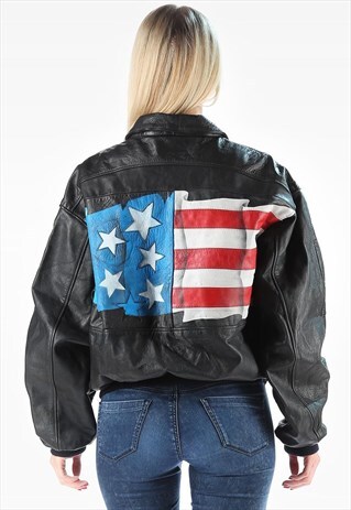 USA LEATHER AVIATOR FLIGHT BIKER JACKET