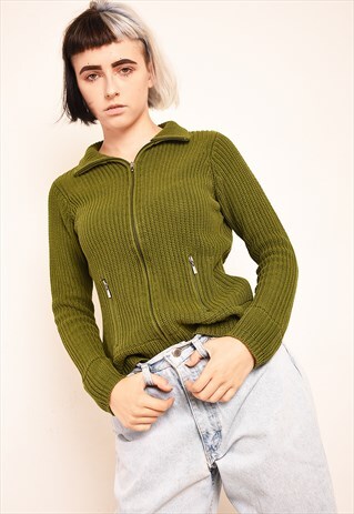 VINTAGE 90'S RETRO RIBBED KNIT TEEN CARDIGAN