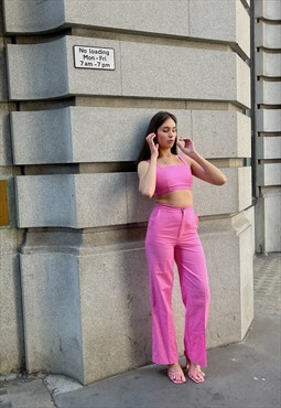 Top and trousers Linen co-ord in pink