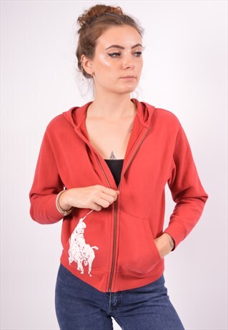 VINTAGE POLO RALPH LAUREN HOODIE SWEATER RED