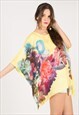 OVERSIZED KAFTAN STYLE TOP WITH FLORAL PRINT IN YELLOW