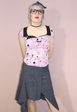 90S VINTAGE VIVIENNE WESTWOOD BLUE WORK PARTY SKIRT TIERED