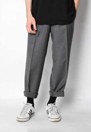 HUGO BOSS VINTAGE 80S GREY WOOL BLEND PANTS