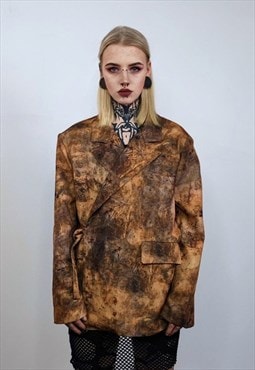 Faux leather print blazer skin imitation Japanese jacket