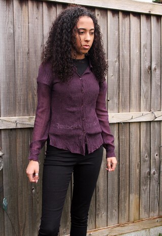 VINTAGE AGNES B. PURPLE SILK SHIRT
