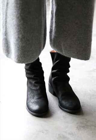 TANZANIA BLACK LEATHER SOCK BOOTS