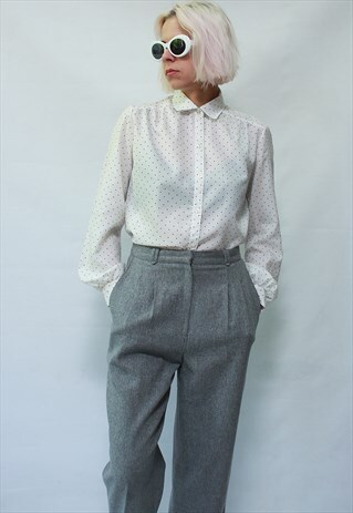 VINTAGE 90' BEAUTIFUL CUTE WHITE DOTED SHIRT
