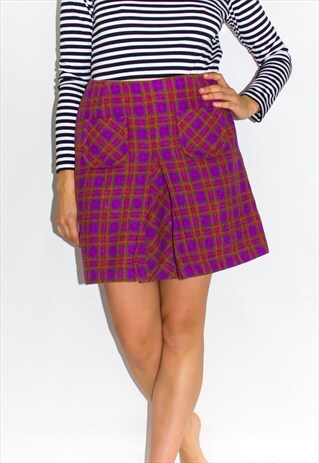 VINTAGE 70'S TARTAN WOOL MINI SKIRT
