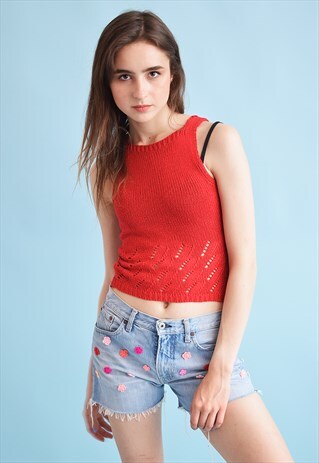 90'S RETRO KNIT MOMS CROP TOP