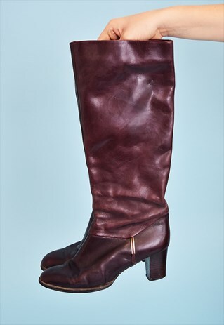70'S RETRO MOD STYLE FAUX LEATHER HEELED BOOTS