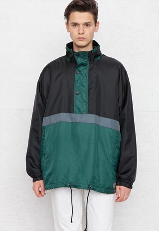VINTAGE BLACK GREEN MARCEL CLAIR PULLOVER JACKET