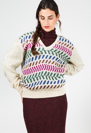 ON SALE VINTAGE 80S CLASSIC KNITWEAR JUMPER / S0073