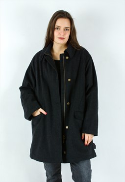 Loden Frey Wool Cashmere Coat Full Zip Up Jacket Black