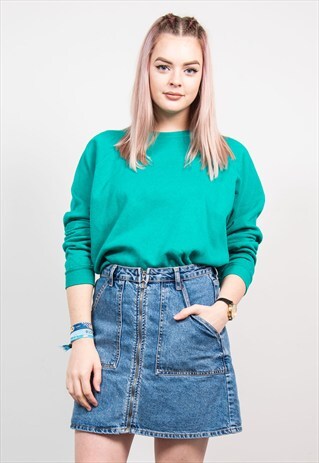 VINTAGE 90'S BRIGHT GREEN BASIC SWEATSHIRT